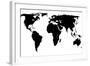 World Map - Black On White-Jacques70-Framed Art Print