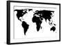 World Map - Black On White-Jacques70-Framed Art Print