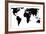 World Map - Black On White-Jacques70-Framed Art Print