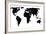 World Map - Black On White-Jacques70-Framed Art Print