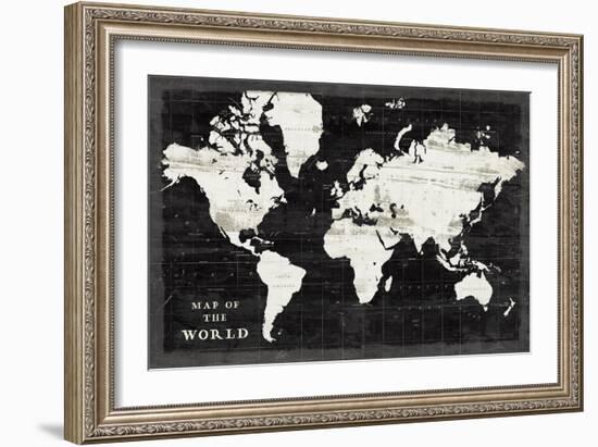 World Map Black-Sue Schlabach-Framed Art Print