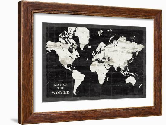 World Map Black-Sue Schlabach-Framed Art Print