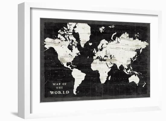 World Map Black-Sue Schlabach-Framed Art Print