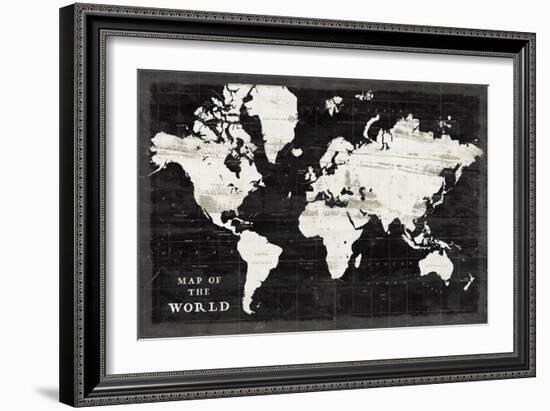 World Map Black-Sue Schlabach-Framed Art Print