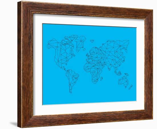 World Map Blue 1-NaxArt-Framed Art Print