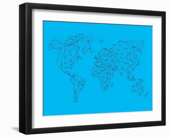 World Map Blue 1-NaxArt-Framed Art Print