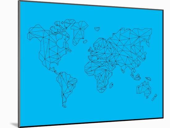 World Map Blue 1-NaxArt-Mounted Art Print