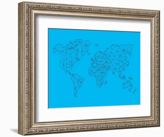 World Map Blue 1-NaxArt-Framed Premium Giclee Print