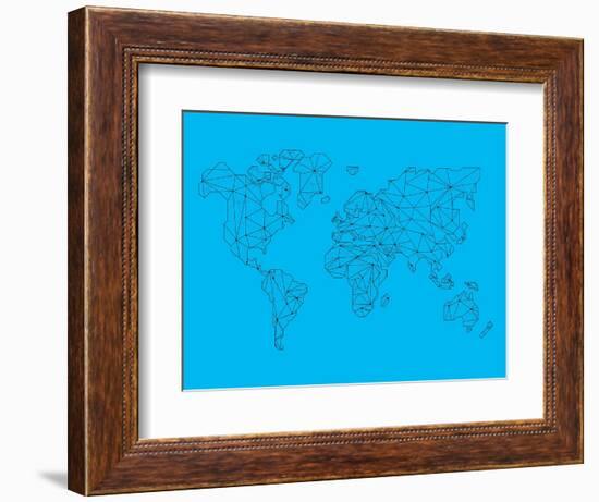 World Map Blue 1-NaxArt-Framed Premium Giclee Print