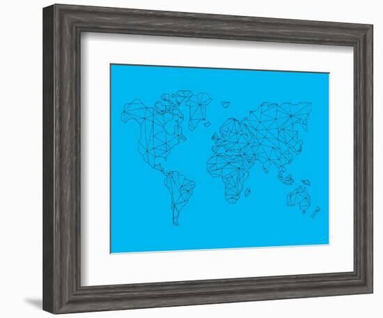 World Map Blue 1-NaxArt-Framed Art Print