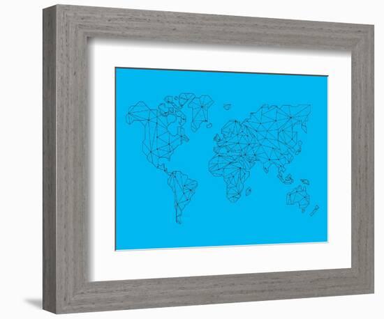 World Map Blue 1-NaxArt-Framed Art Print