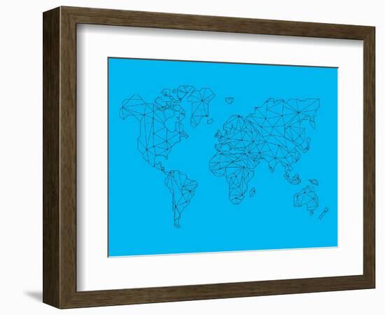 World Map Blue 1-NaxArt-Framed Art Print