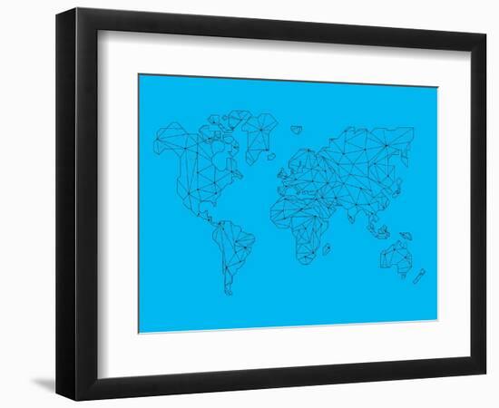World Map Blue 1-NaxArt-Framed Art Print