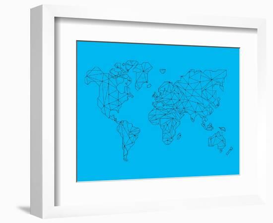 World Map Blue 1-NaxArt-Framed Art Print