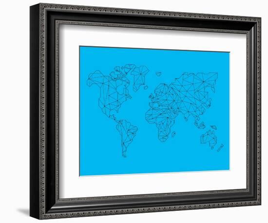 World Map Blue 1-NaxArt-Framed Art Print