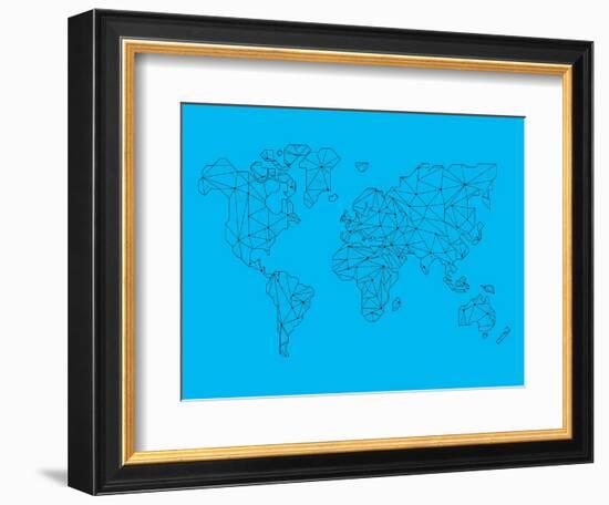 World Map Blue 1-NaxArt-Framed Art Print