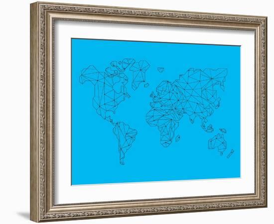 World Map Blue 1-NaxArt-Framed Art Print