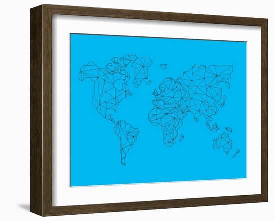 World Map Blue 1-NaxArt-Framed Art Print