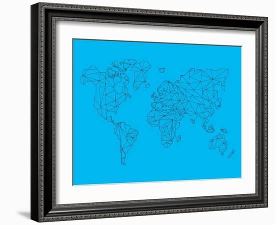 World Map Blue 1-NaxArt-Framed Art Print