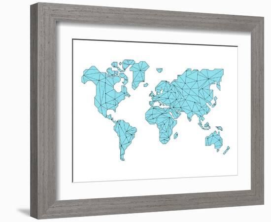 World Map Blue-NaxArt-Framed Art Print