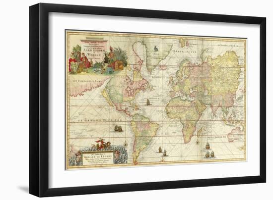 World Map By Gerard Van Keulen-Vintage Lavoie-Framed Giclee Print