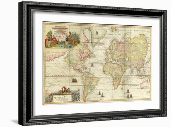 World Map By Gerard Van Keulen-Vintage Lavoie-Framed Giclee Print