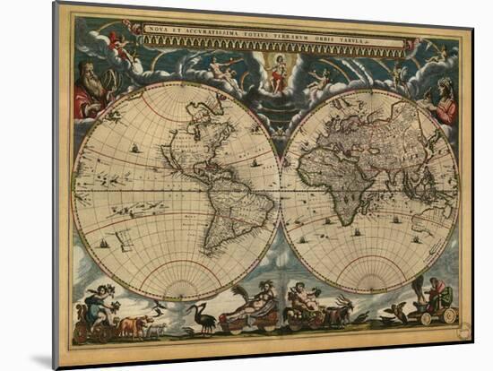 World Map, c.1664-Joan Blaeu-Mounted Giclee Print