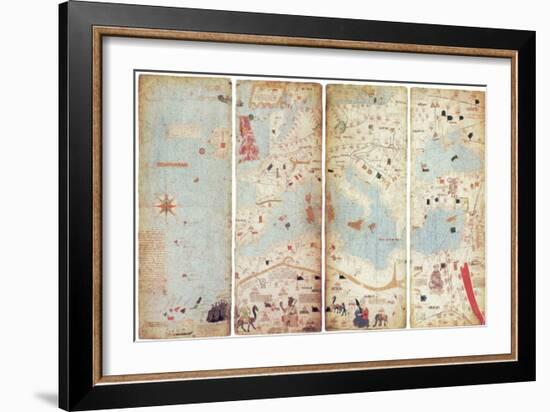 World Map, Catalan Atlas, 1375-Science Source-Framed Giclee Print