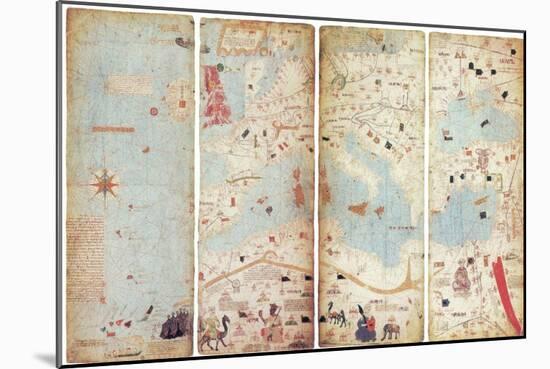 World Map, Catalan Atlas, 1375-Science Source-Mounted Giclee Print