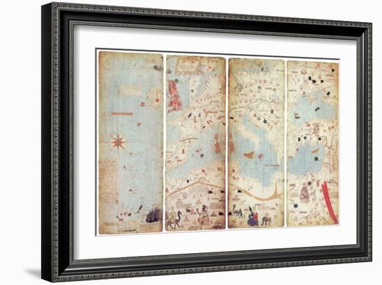 World Map, Catalan Atlas, 1375-Science Source-Framed Giclee Print