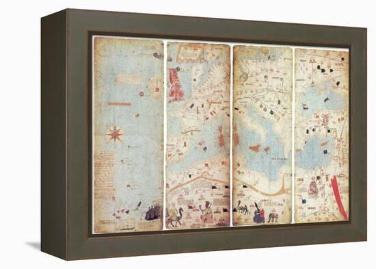 World Map, Catalan Atlas, 1375-Science Source-Framed Premier Image Canvas