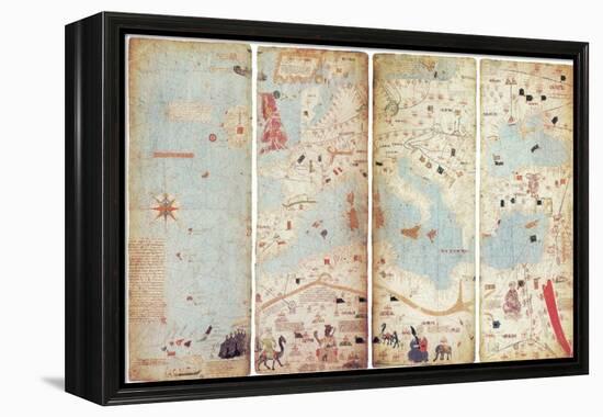 World Map, Catalan Atlas, 1375-Science Source-Framed Premier Image Canvas