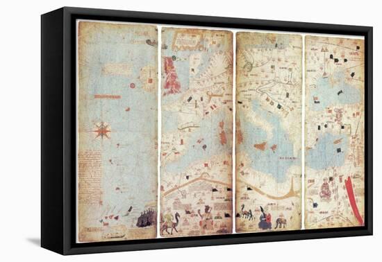 World Map, Catalan Atlas, 1375-Science Source-Framed Premier Image Canvas