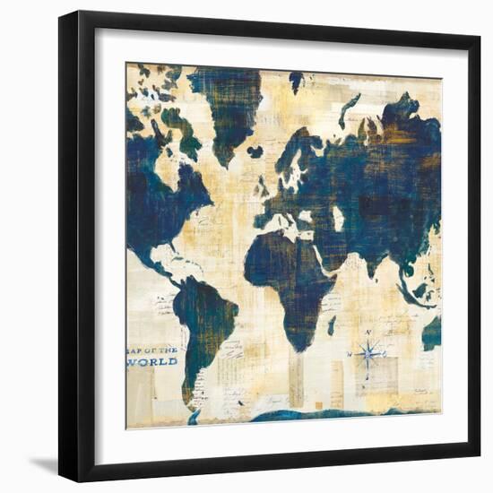 World Map Collage v2-Sue Schlabach-Framed Premium Giclee Print