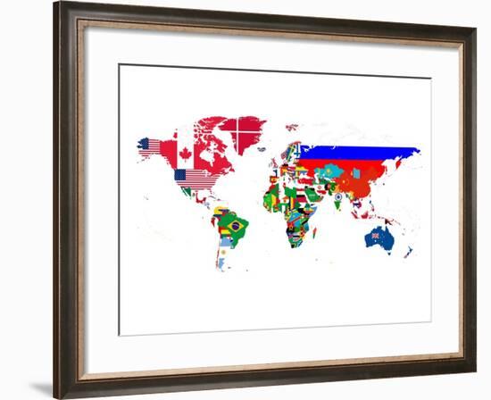 World Map Contry Flags 2-NaxArt-Framed Art Print