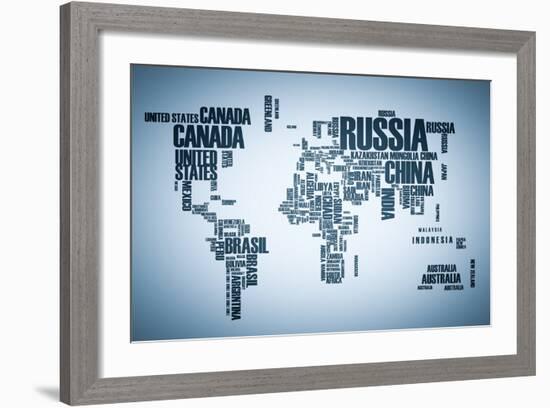 World Map: Countries in Wordcloud-alanuster-Framed Premium Giclee Print