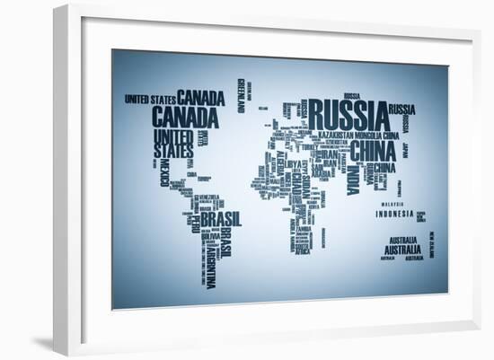 World Map: Countries in Wordcloud-alanuster-Framed Premium Giclee Print