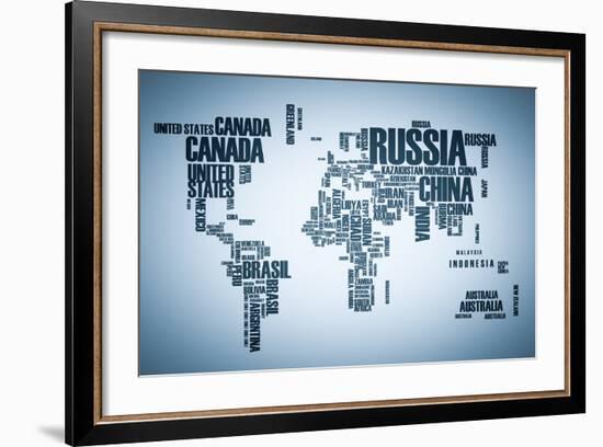 World Map: Countries in Wordcloud-alanuster-Framed Premium Giclee Print