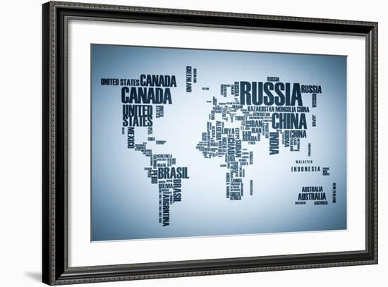 World Map: Countries in Wordcloud-alanuster-Framed Art Print