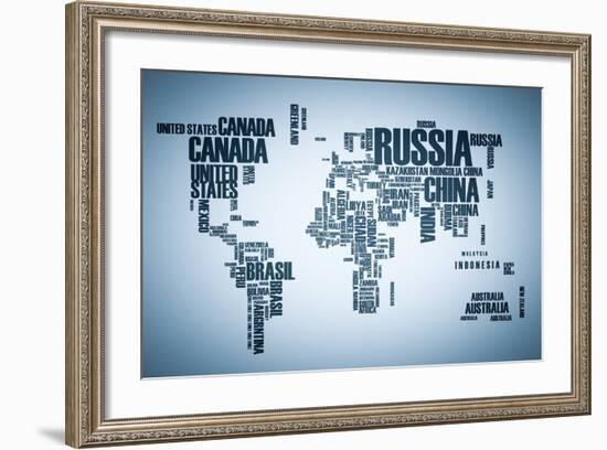 World Map: Countries in Wordcloud-alanuster-Framed Art Print