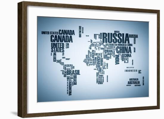 World Map: Countries in Wordcloud-alanuster-Framed Art Print