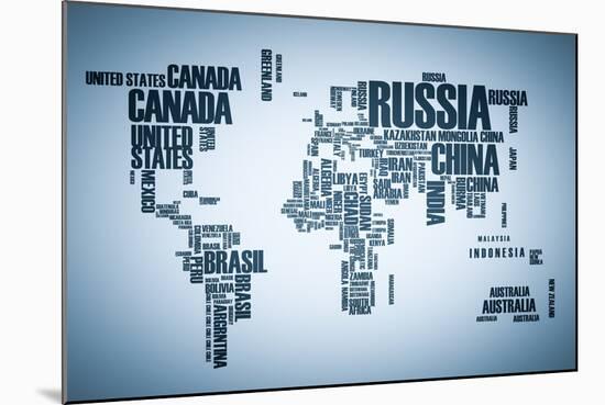World Map: Countries in Wordcloud-alanuster-Mounted Art Print