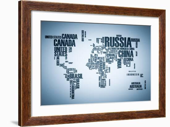 World Map: Countries in Wordcloud-alanuster-Framed Art Print