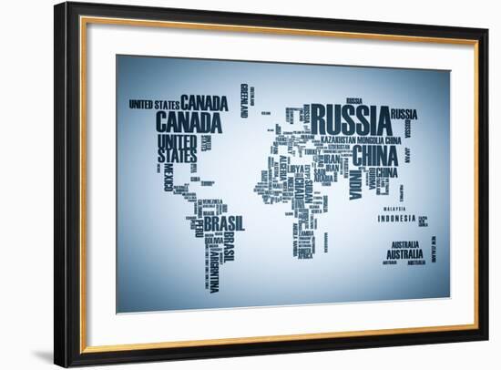 World Map: Countries in Wordcloud-alanuster-Framed Art Print