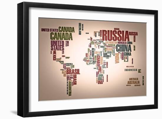 World Map: Countries In Wordcloud-alanuster-Framed Art Print