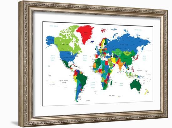 World Map-Countries-Serban Bogdan-Framed Art Print