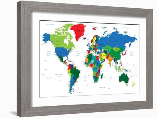 World Map-Countries-Serban Bogdan-Framed Art Print