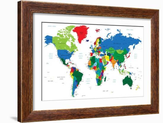 World Map-Countries-Serban Bogdan-Framed Art Print