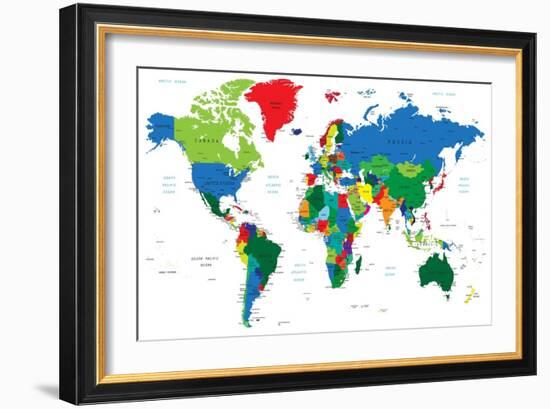 World Map-Countries-Serban Bogdan-Framed Art Print