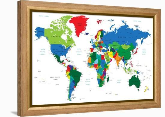 World Map-Countries-Serban Bogdan-Framed Stretched Canvas